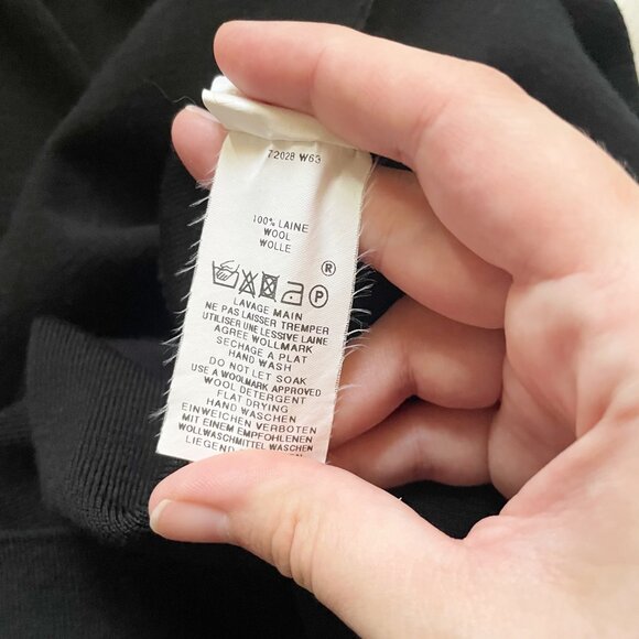 VTG Saint James Black Wool Knit Gold Button Shoulder Long Sleeve Mini Dress - Picture 10 of 10